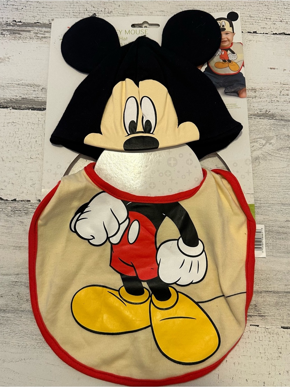 Disney Baby Mickey Mouse Bib and Hat NEW